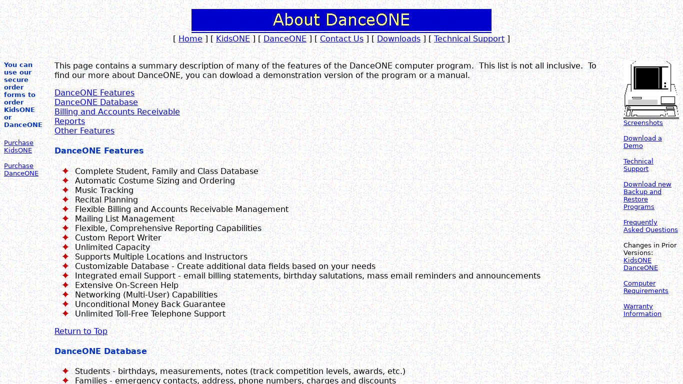 kidsonesoftware.com DanceONE Landing page