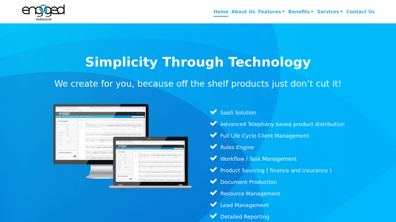 Engaged CRM Landing page