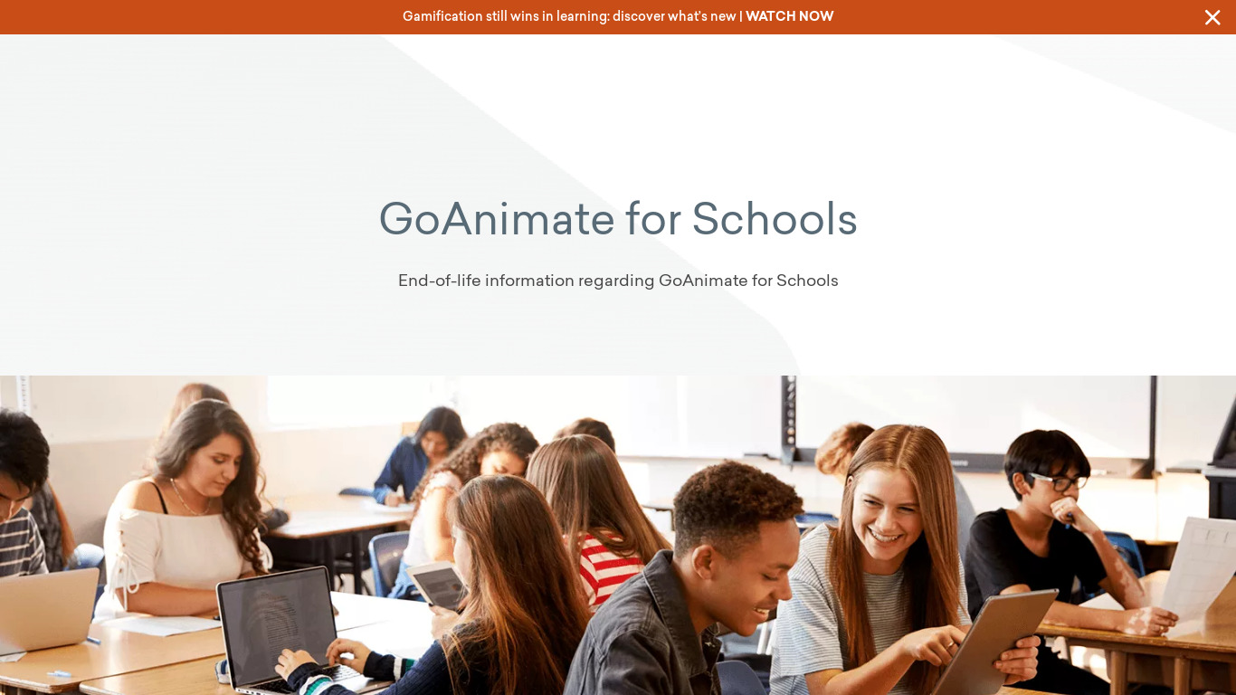 GoAnimate4Schools Landing page