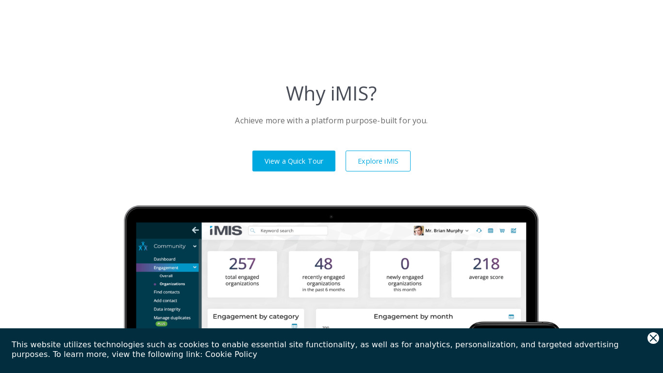 iMIS CRM Landing page