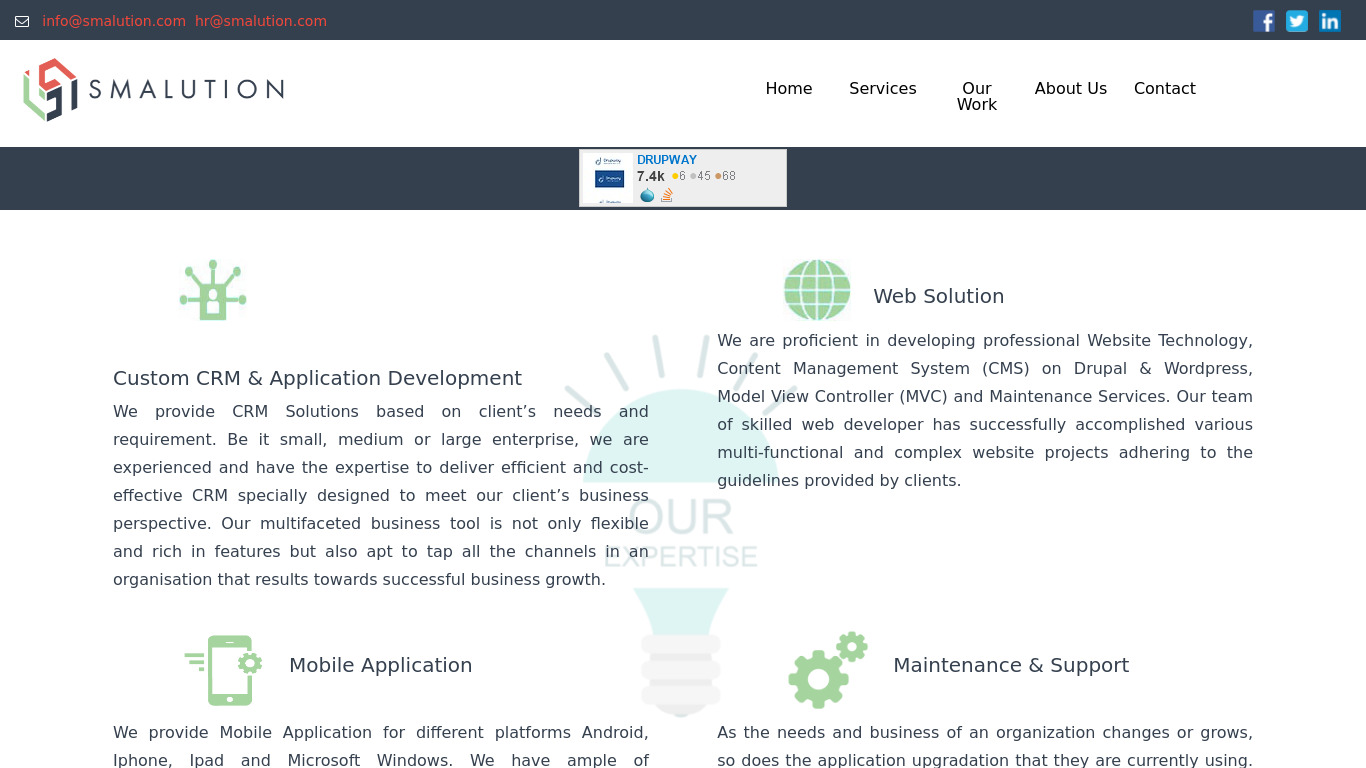 Smalution CRM Landing page