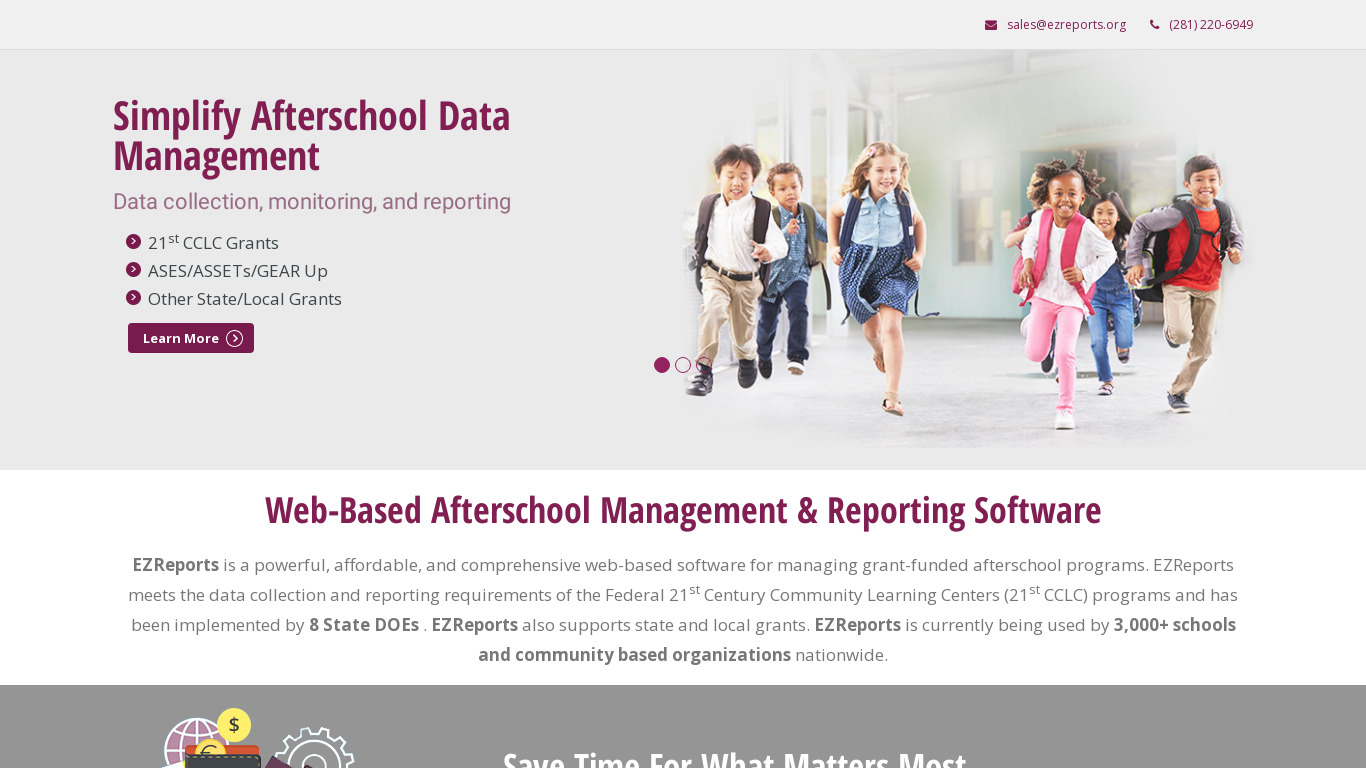 EZReports Landing page