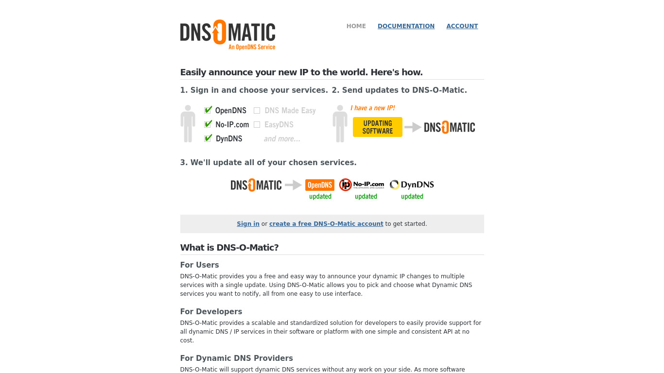 DNS-O-Matic Landing page