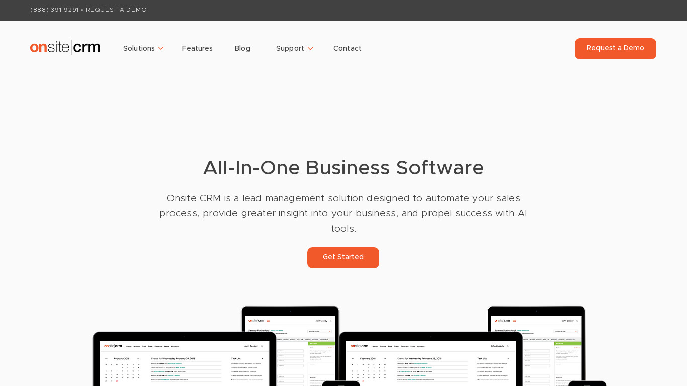OnSite CRM Landing page