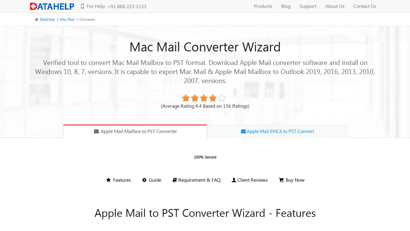 Datahelp Apple Mail Converter Wizard Landing page
