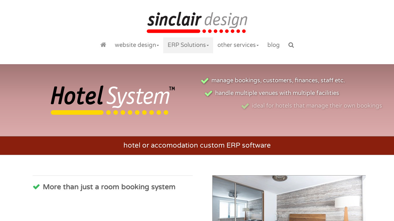 Sinclair Hotel System Landing page