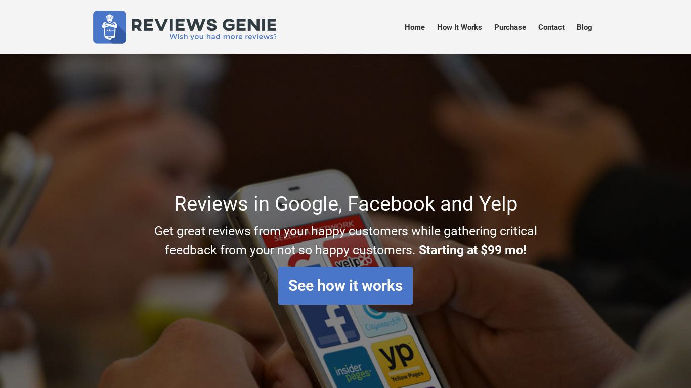 Reviews Genie Landing page