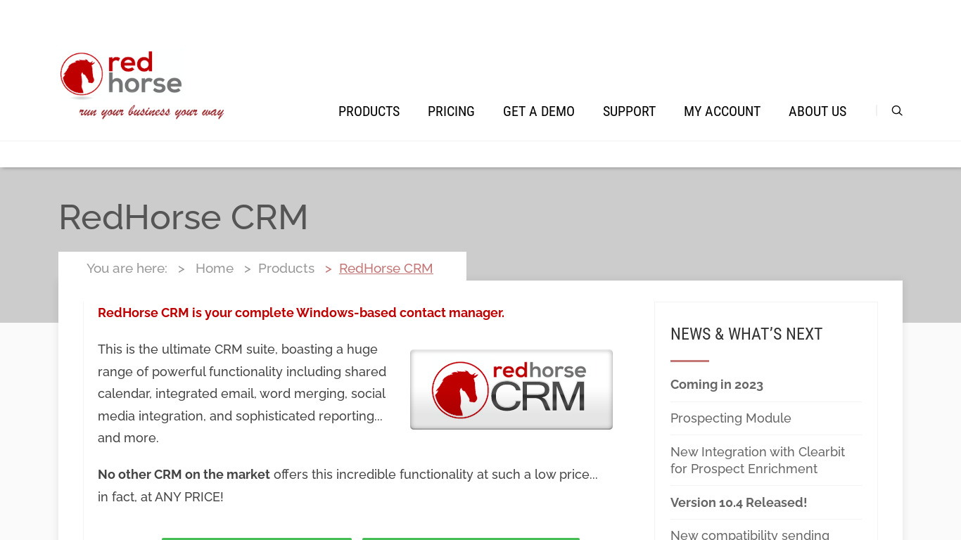 RedHorse CRM Landing page