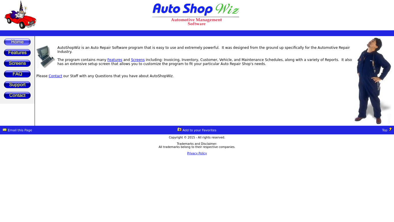 AutoShopWiz Landing page
