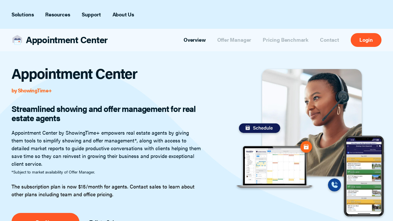 ShowingTime Appointment Center Landing page