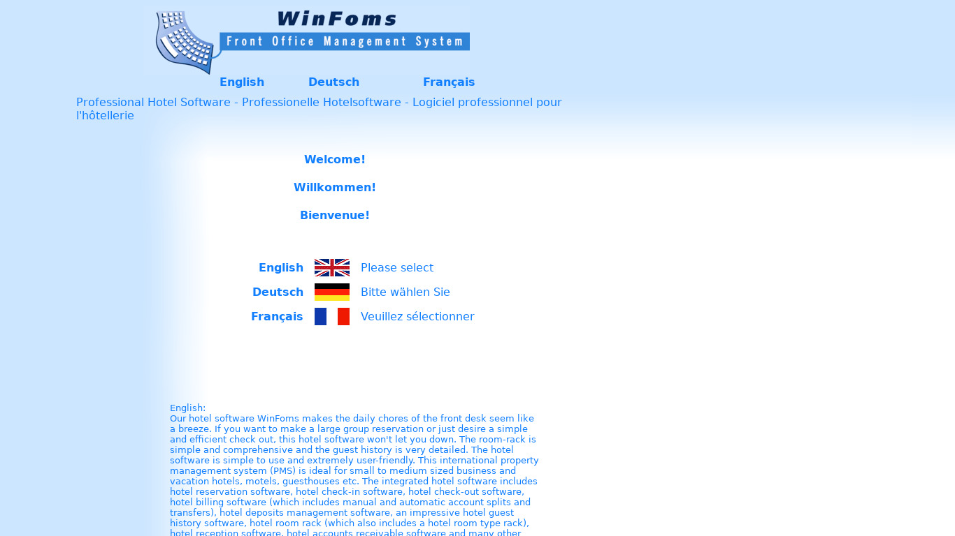 WinFoms Landing page
