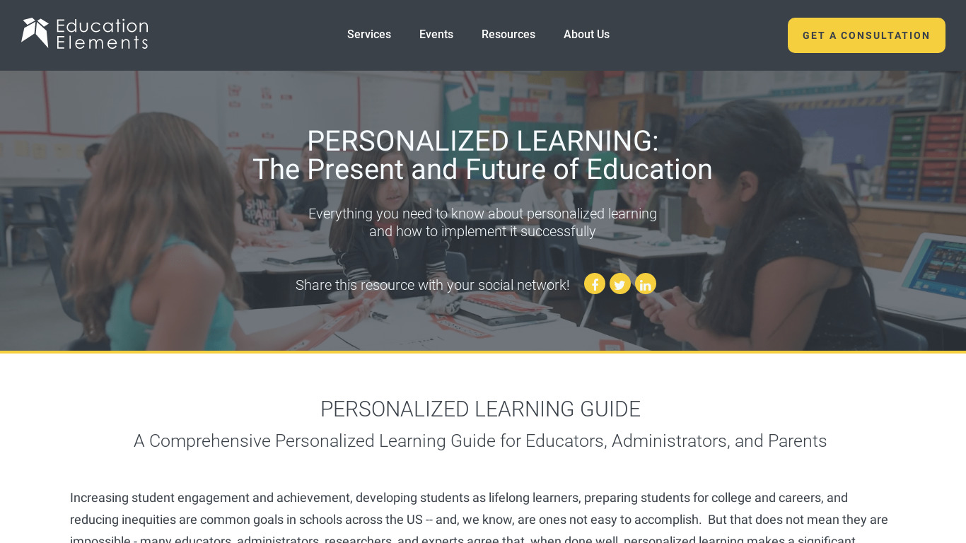 Highlight by Education Elements Landing page