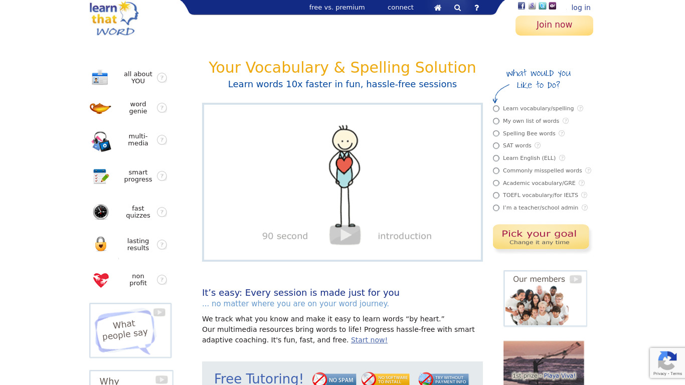LearnThatWord Landing page