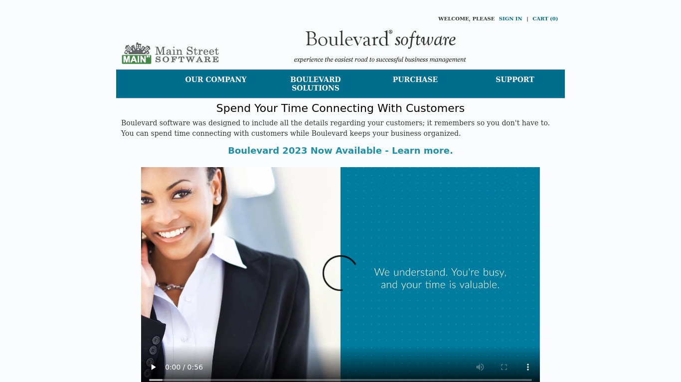 Boulevard by Main Street Landing page