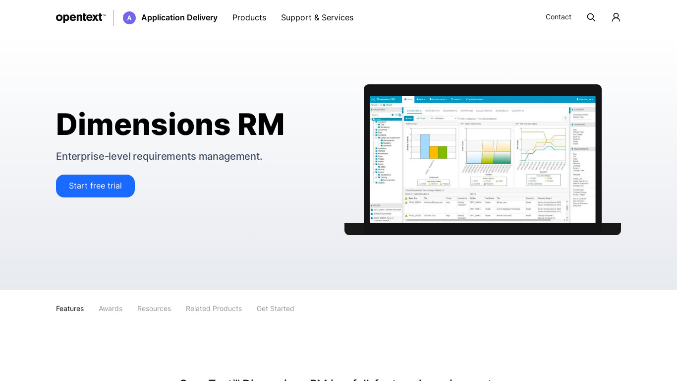Serena Dimensions RM Landing page