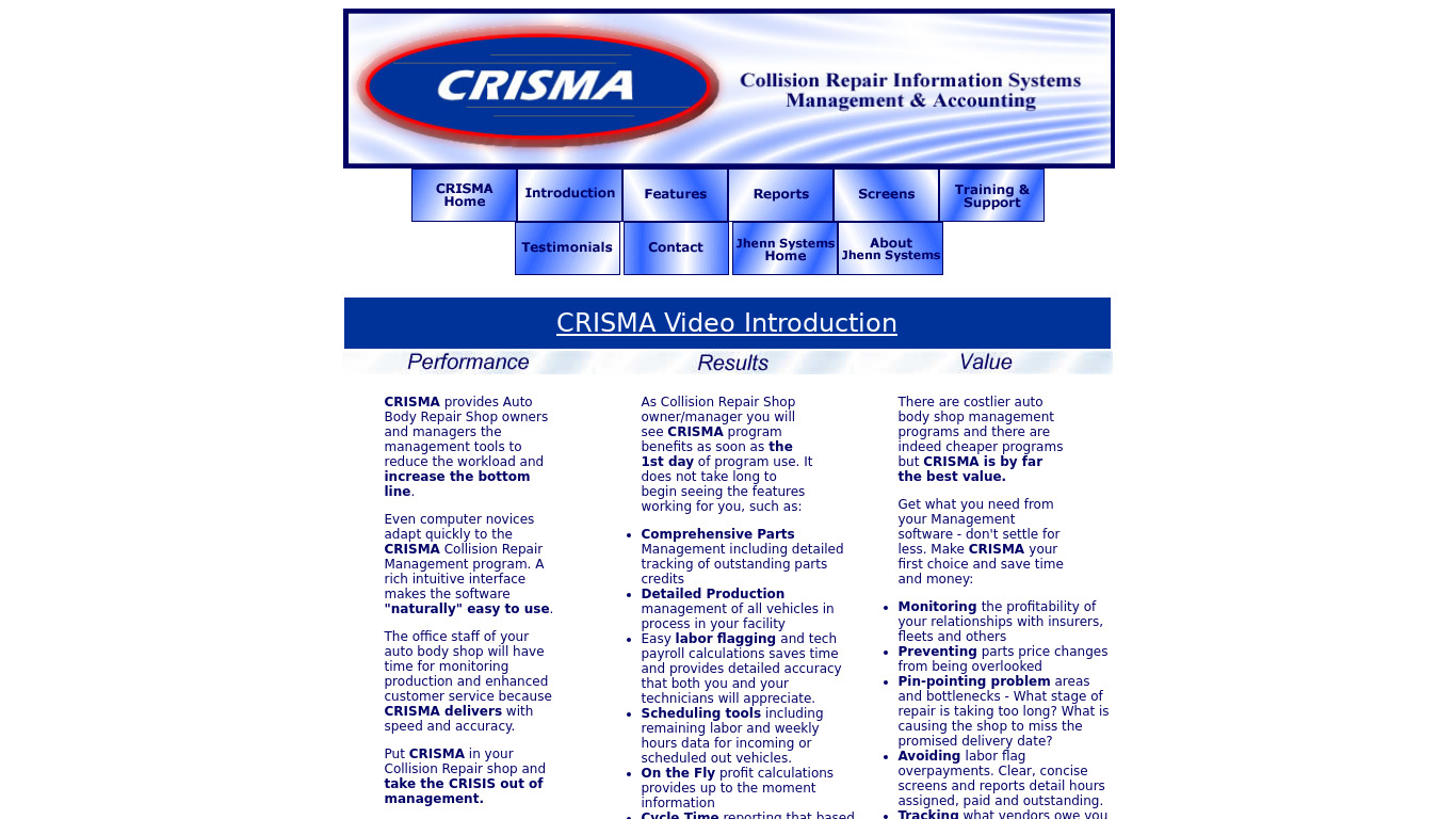CRISMA Landing page