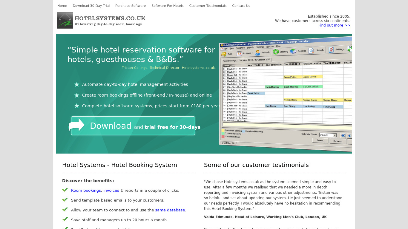 Hotelsystems.co.uk. Landing page