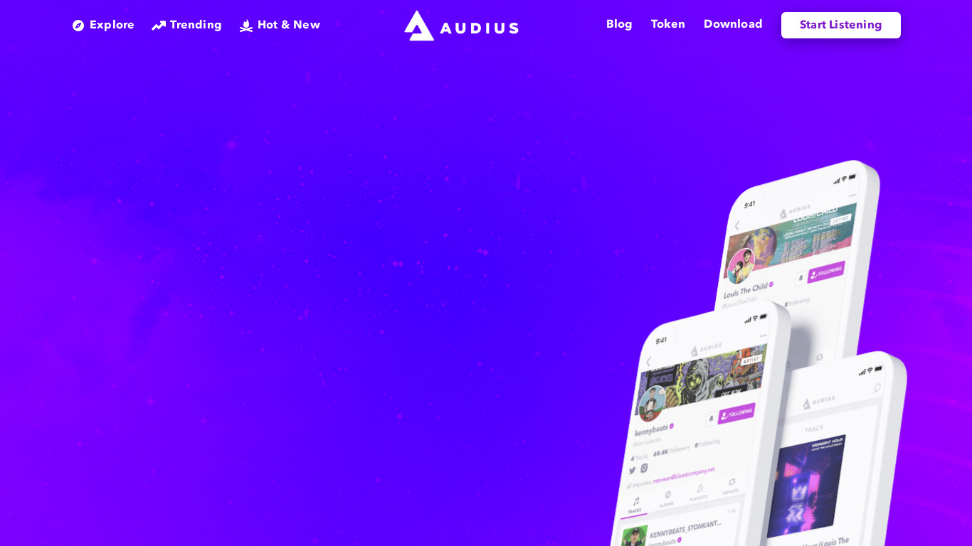 Audius Music Landing page