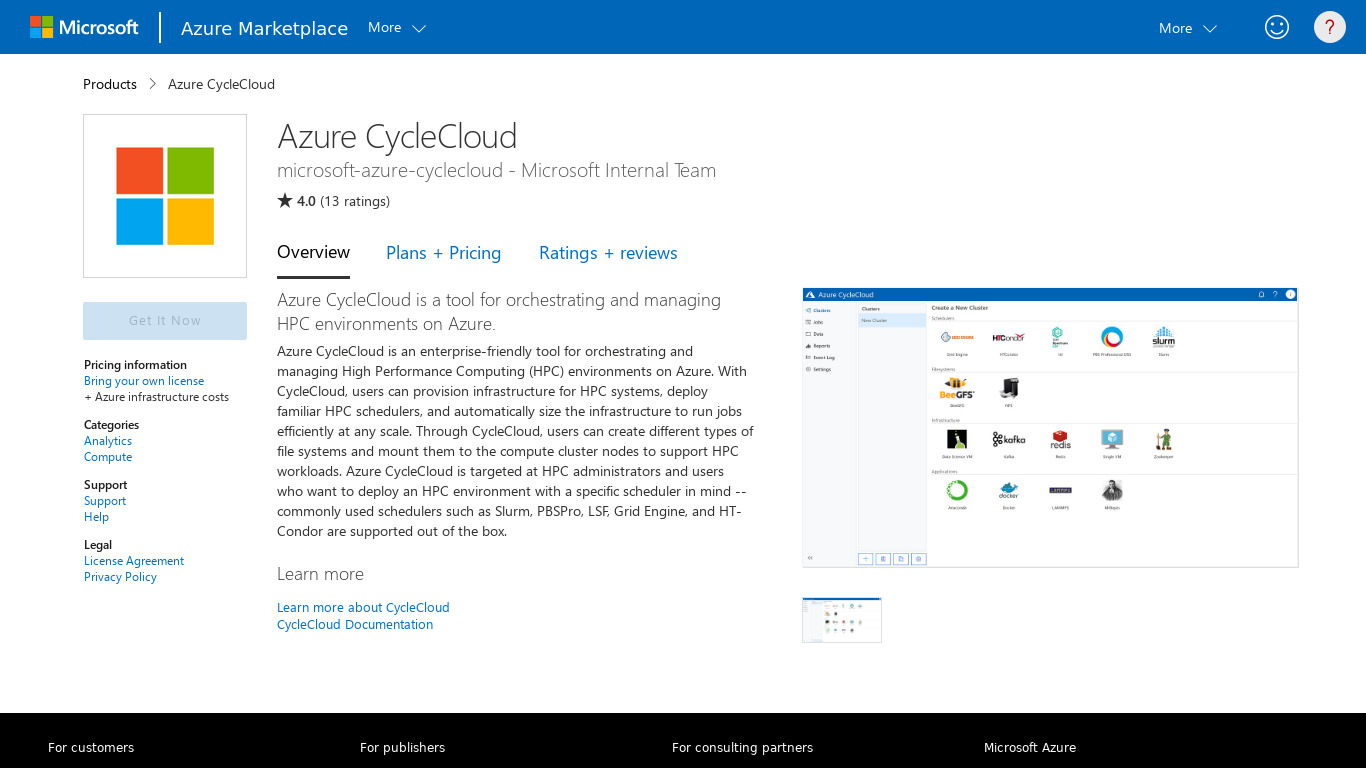 CycleCloud Landing page