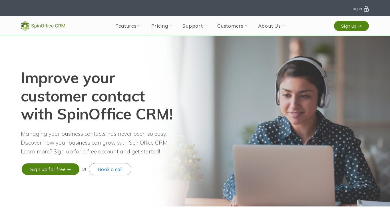 SpinOffice Landing page