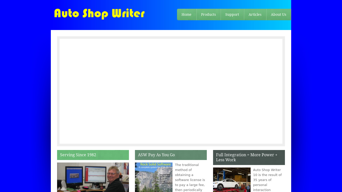Auto Shop Writer Landing page