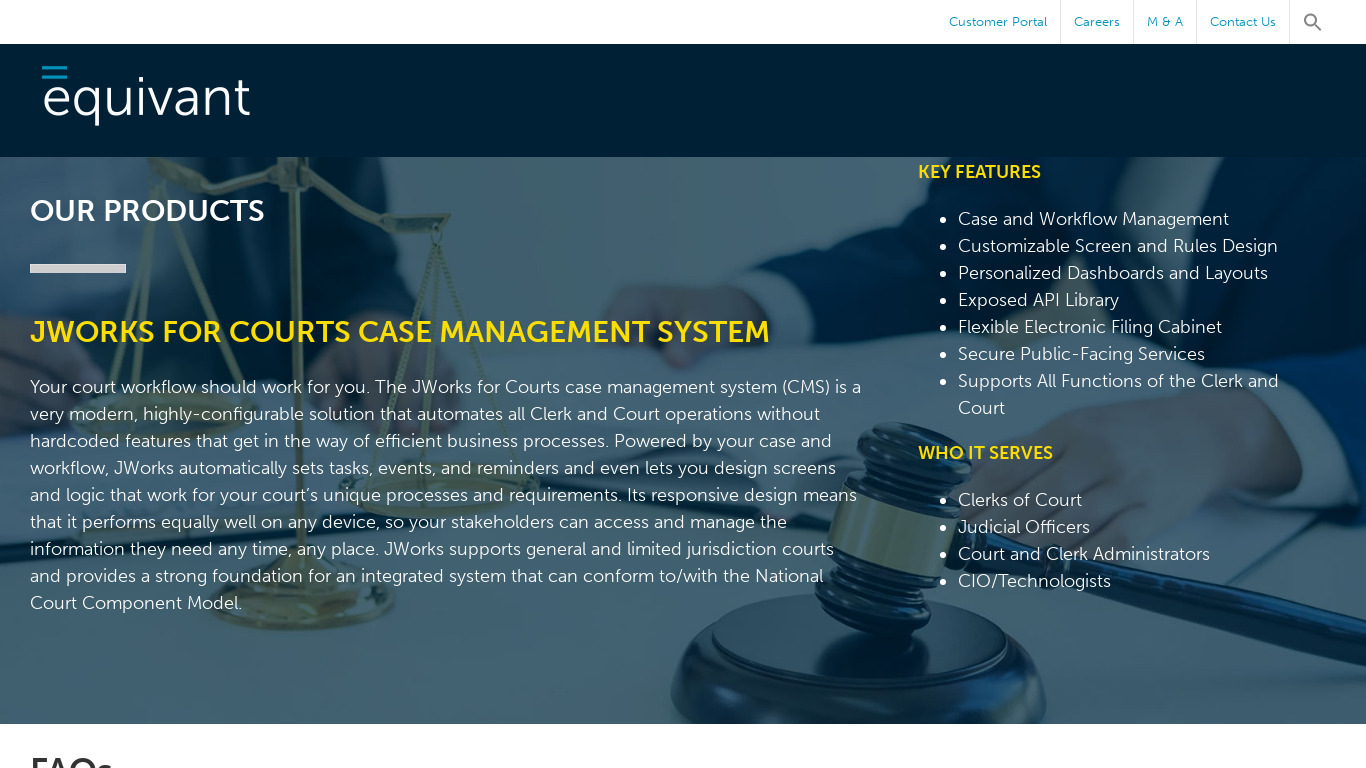 JWorks Case Management Landing page