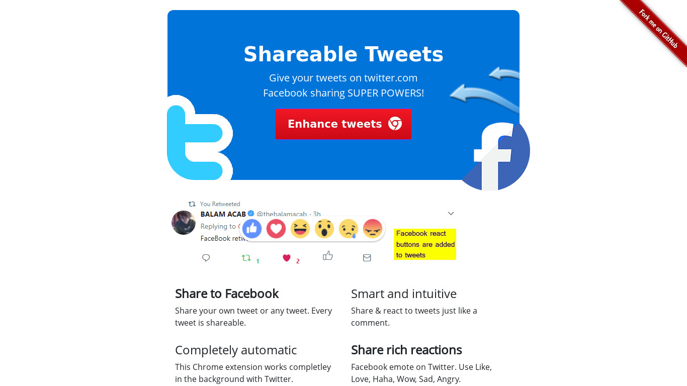Shareable Tweets Landing page