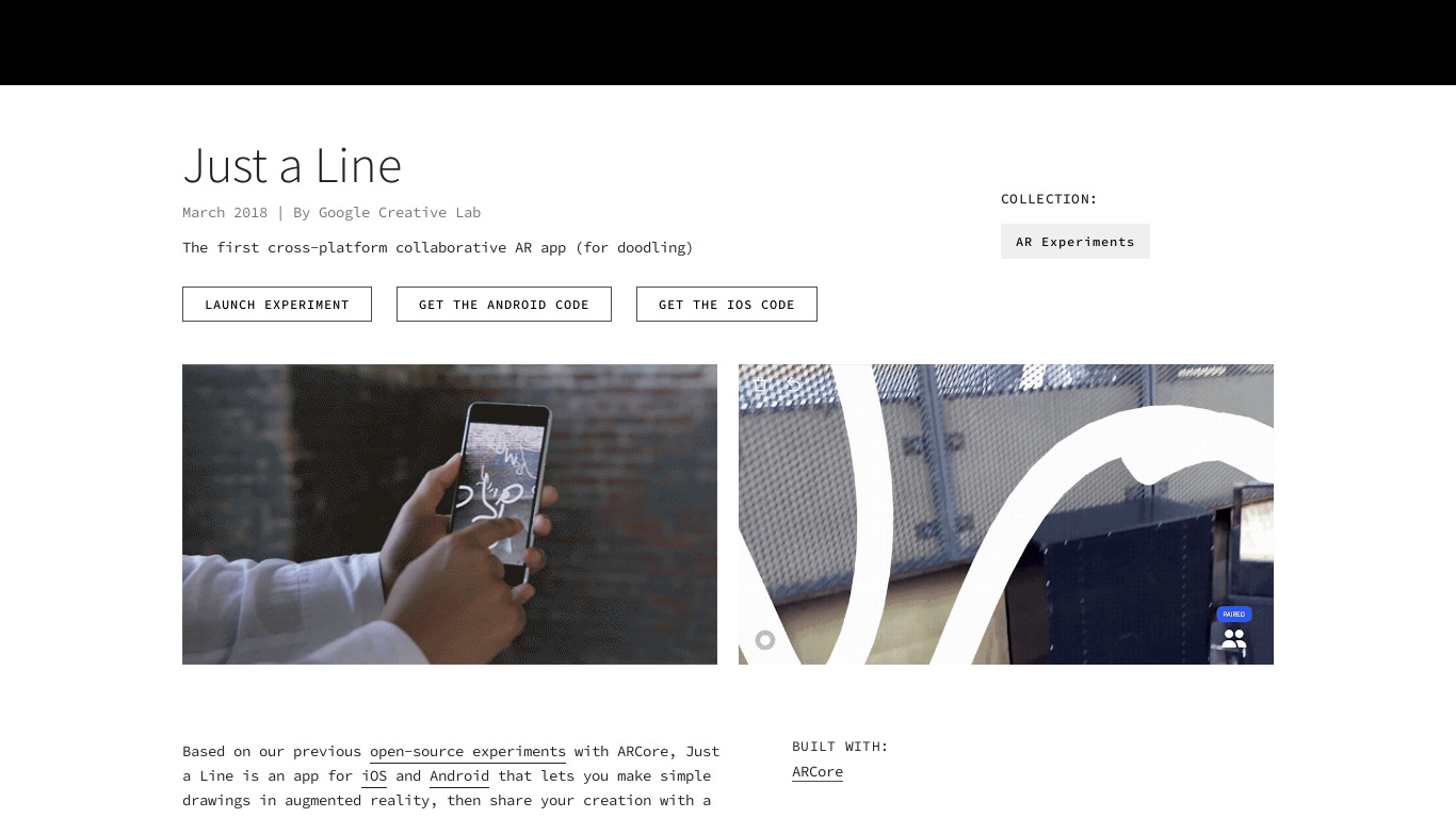 Just a Line Landing page