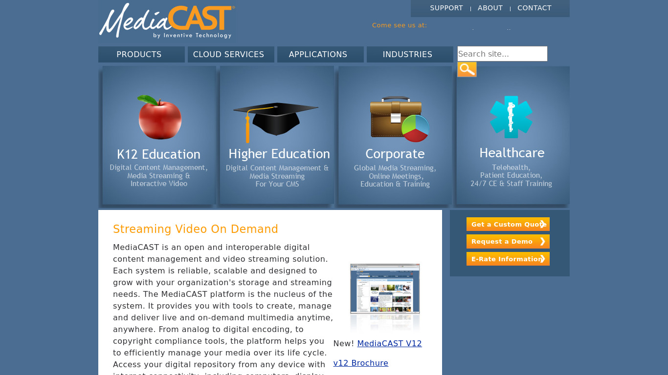 MediaCast Landing page