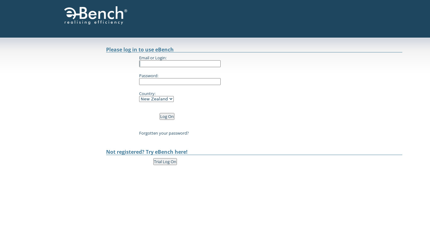 e-Bench Landing page