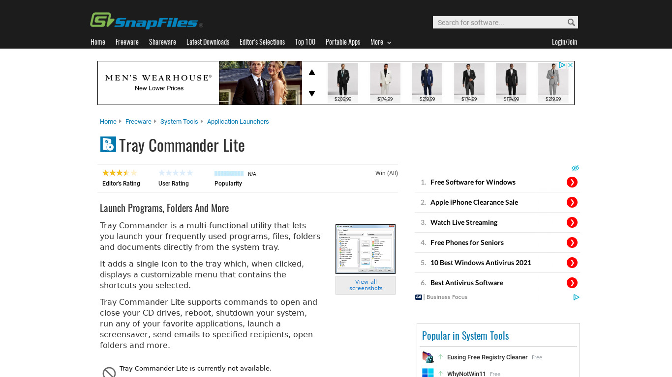 Tray Commander Lite Landing page