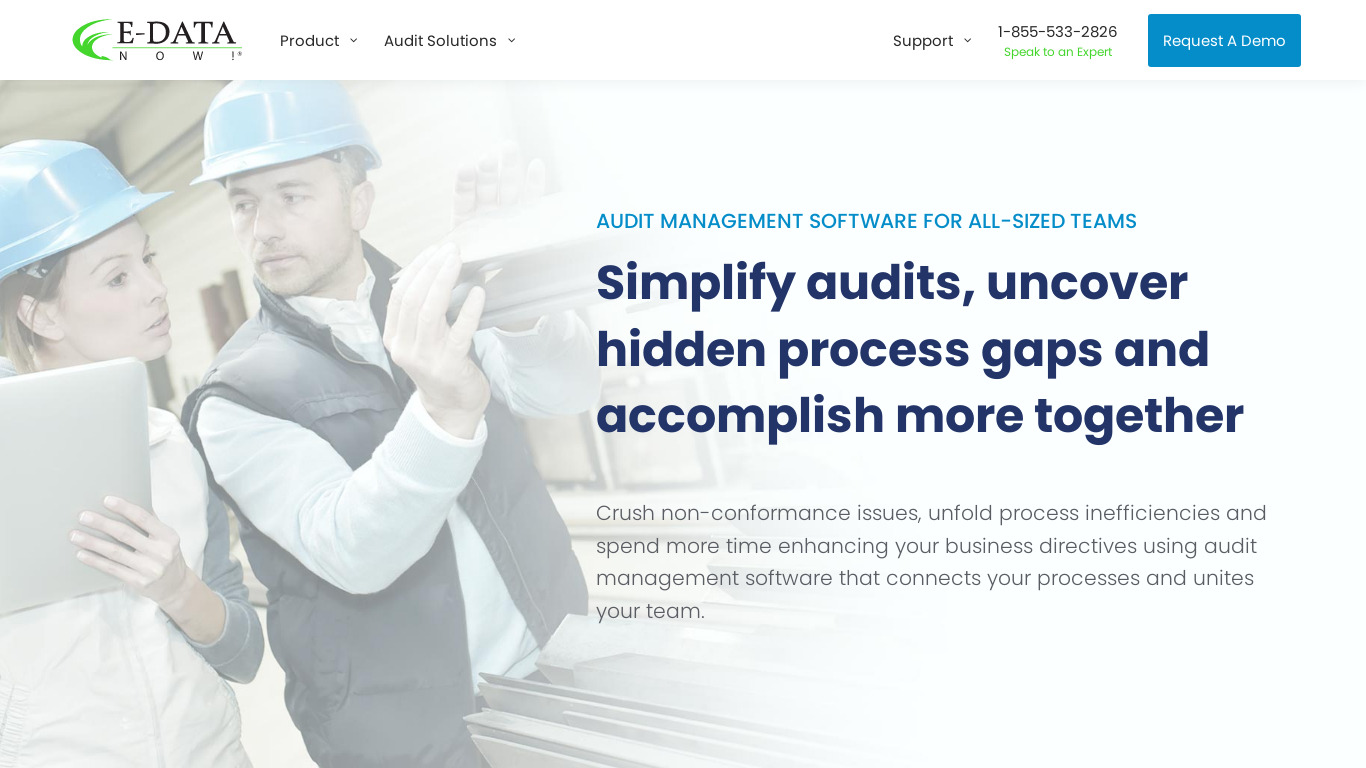 E-Data Now Audit Management Software Landing page