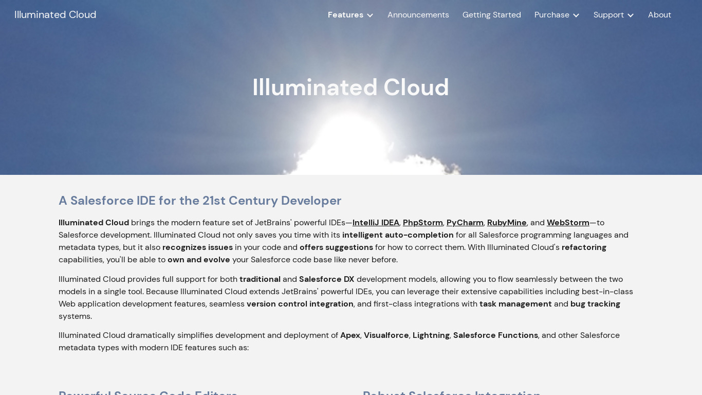 Illuminated Cloud Landing page
