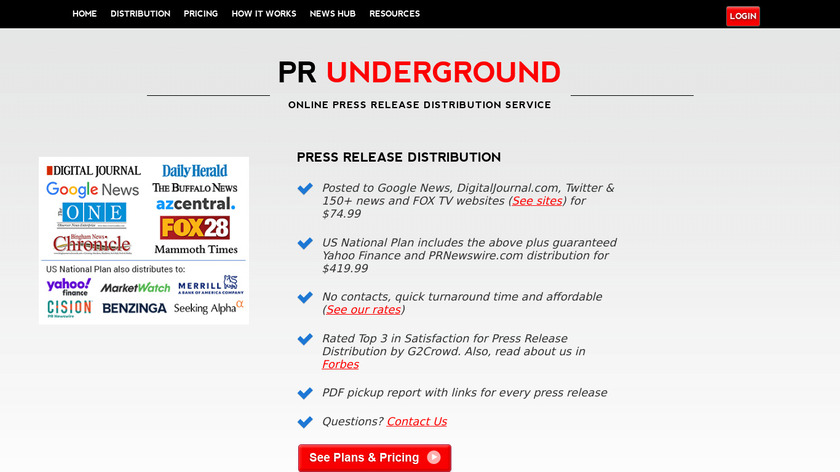 PR Underground Landing Page
