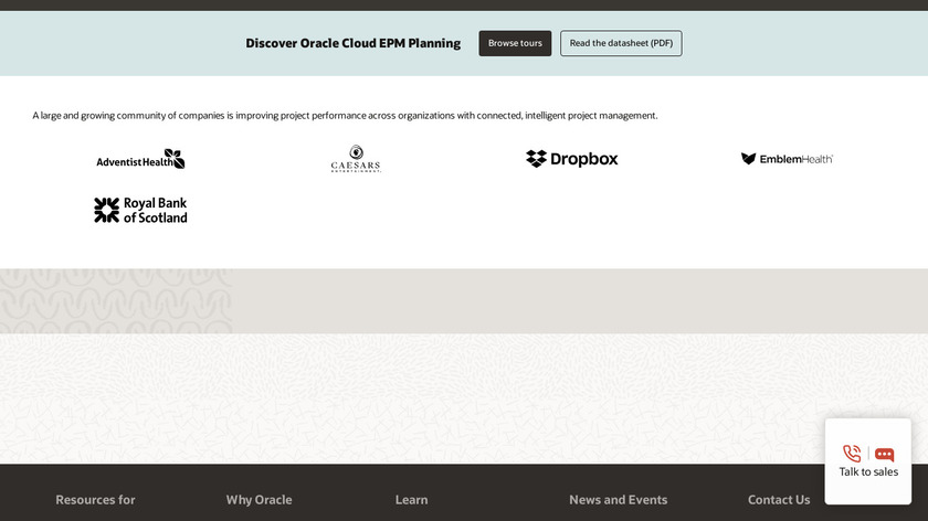 Oracle Planning and Budgeting Cloud Landing Page