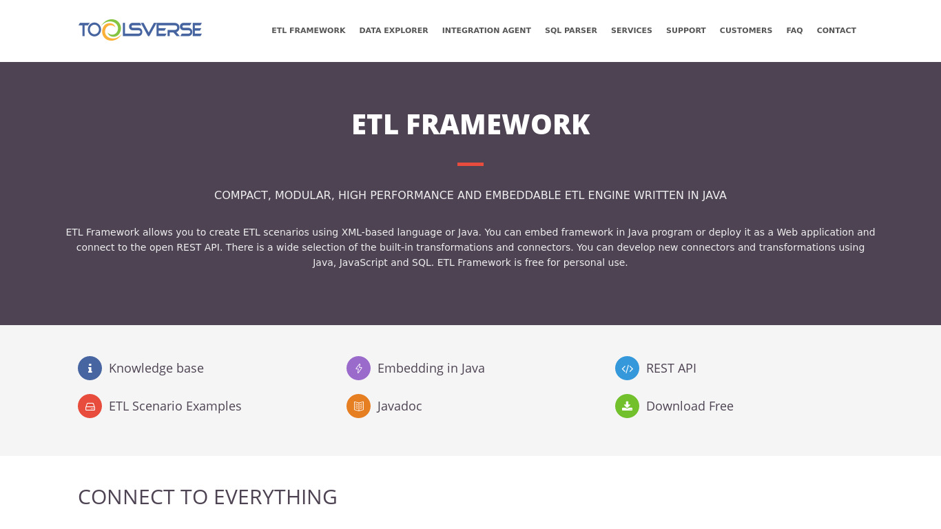 Toolsverse ETL Framework Landing page