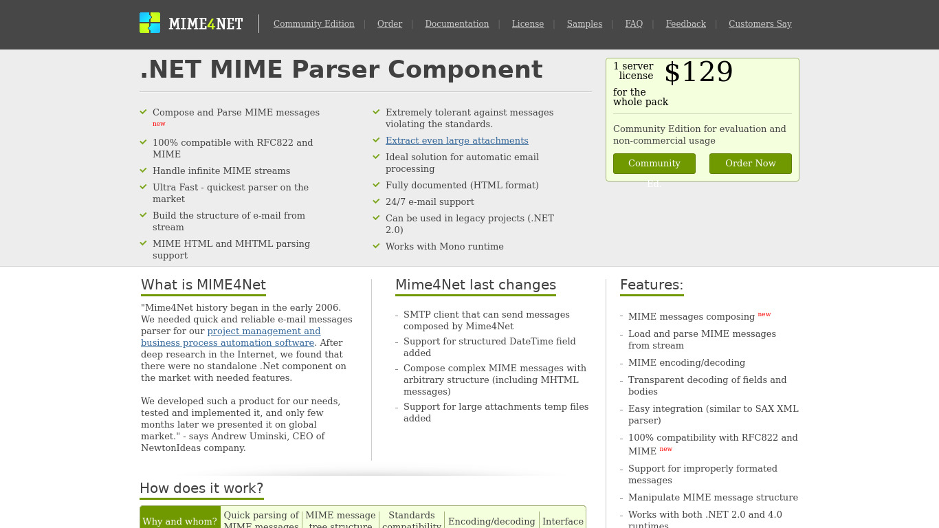 Mime4.net Landing page