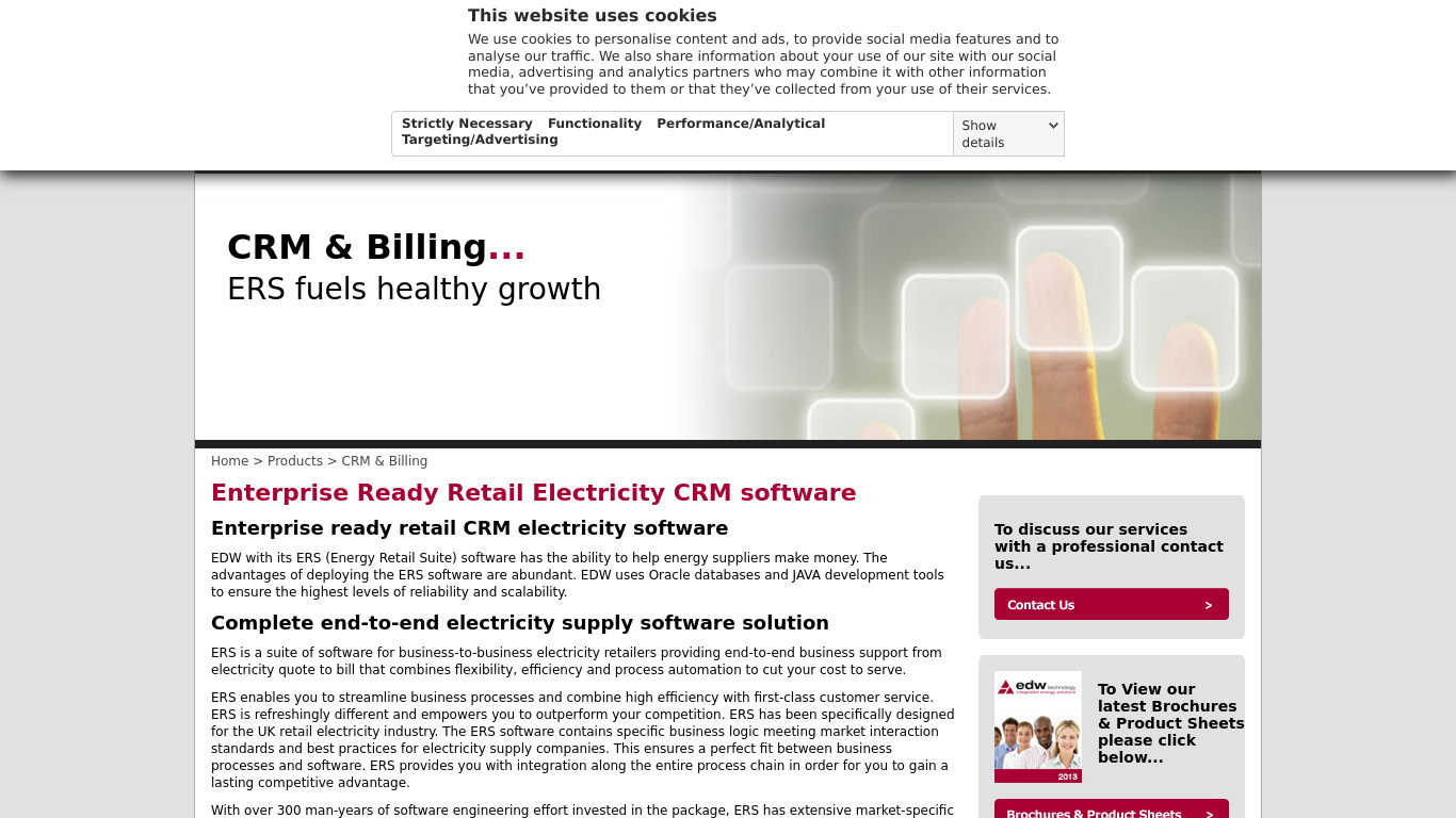 EDW Energy Retail Suite Landing page