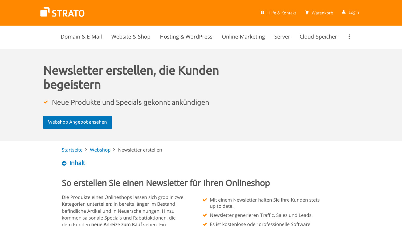 Strato Newsletter Manager Landing page