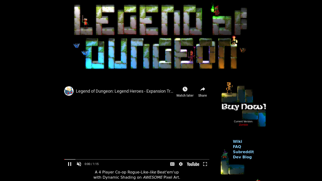 Legend of Dungeon Landing page