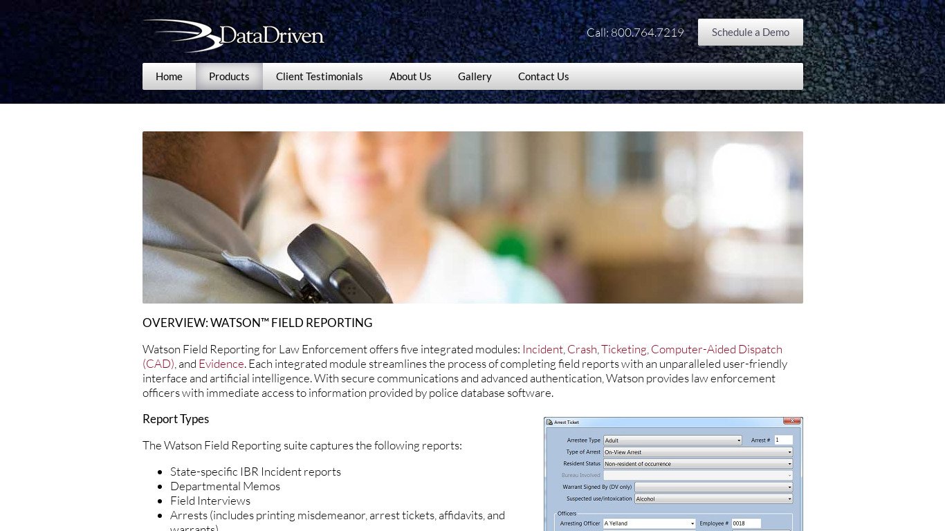 Watson Field Reporting Suite Landing page
