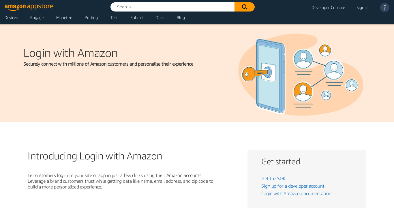 Login with Amazon Landing page
