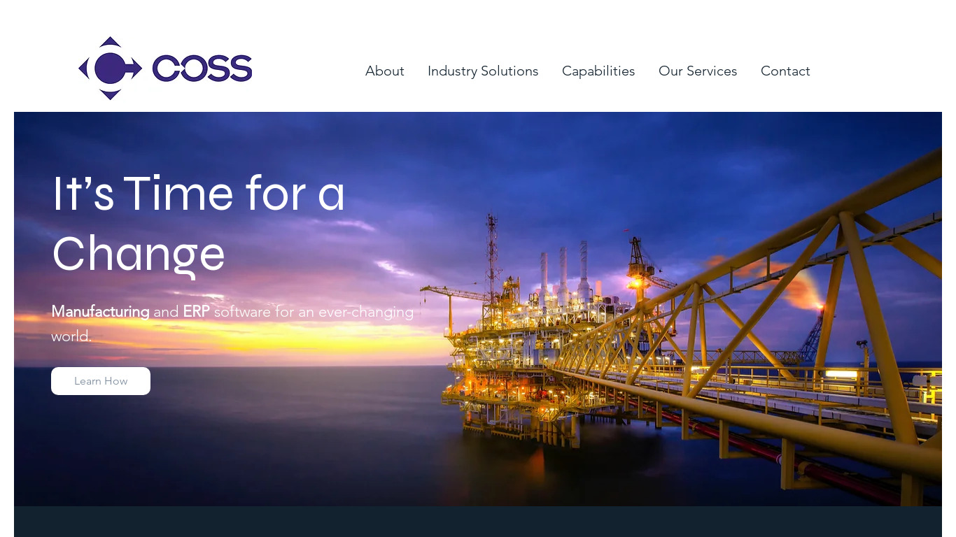 COSS Manufacturing Landing page
