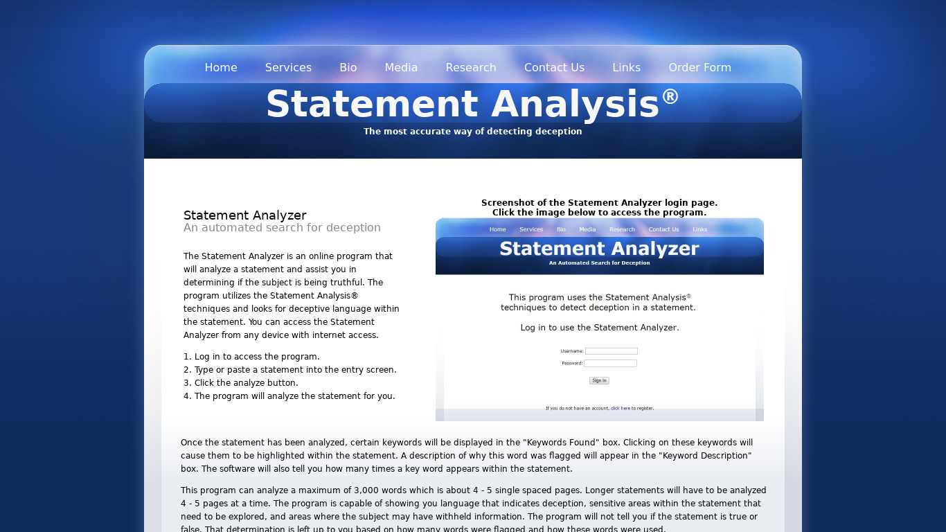 Statement Analyzer Landing page