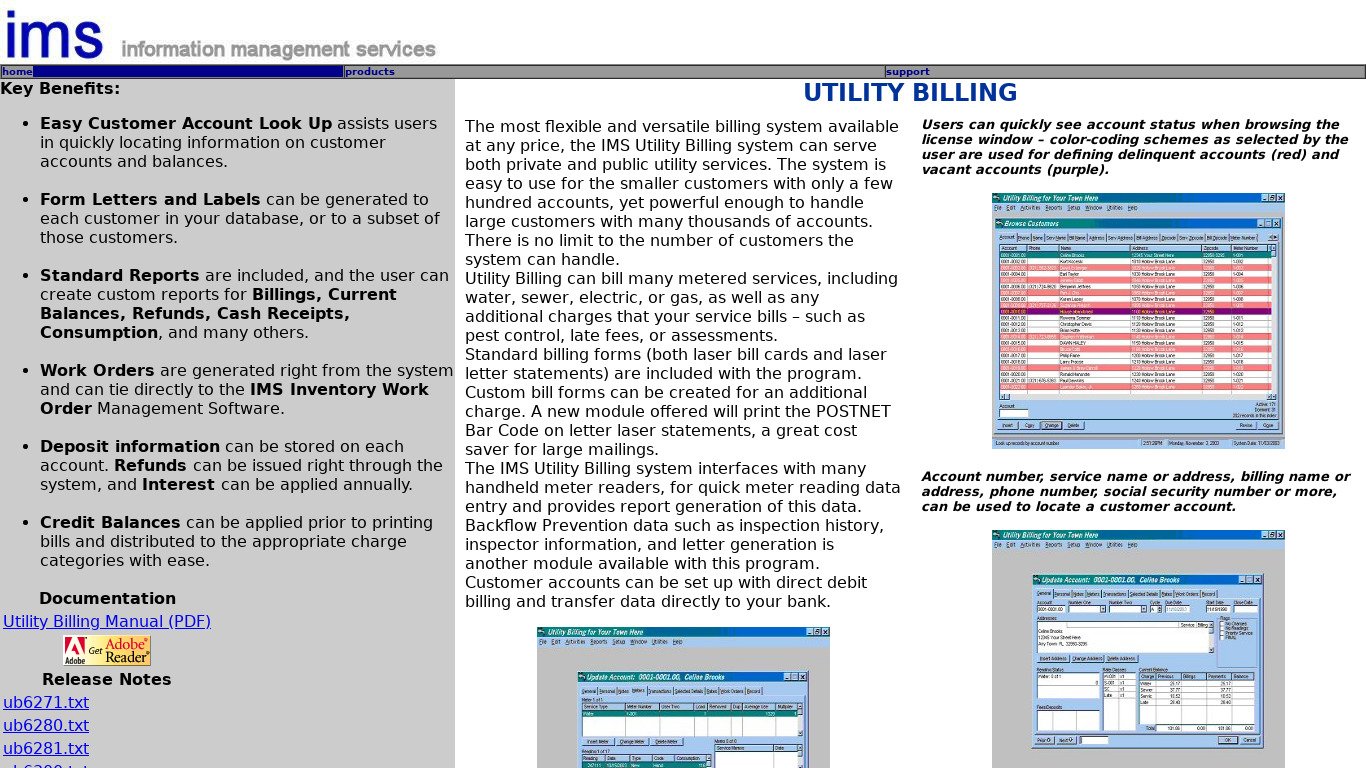 IMS Utility Billing Landing page