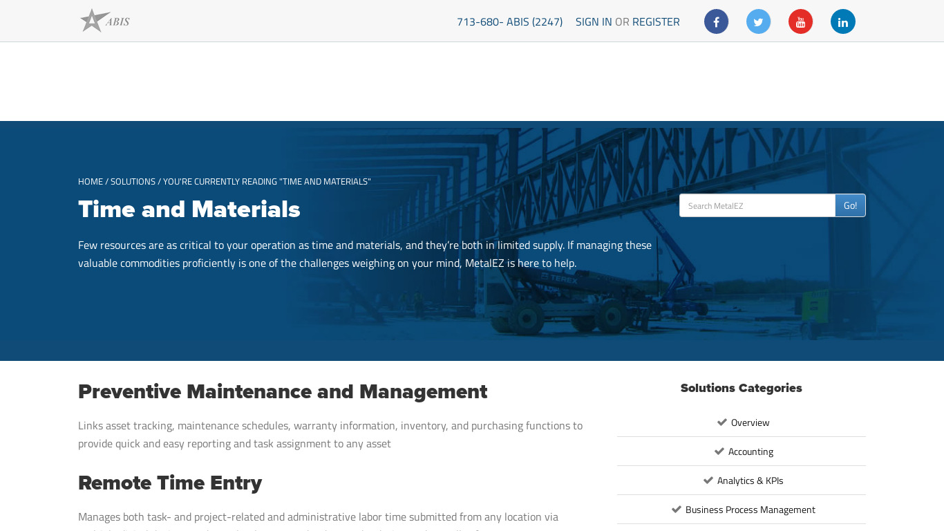 Adjutant  Time and Materials Landing page