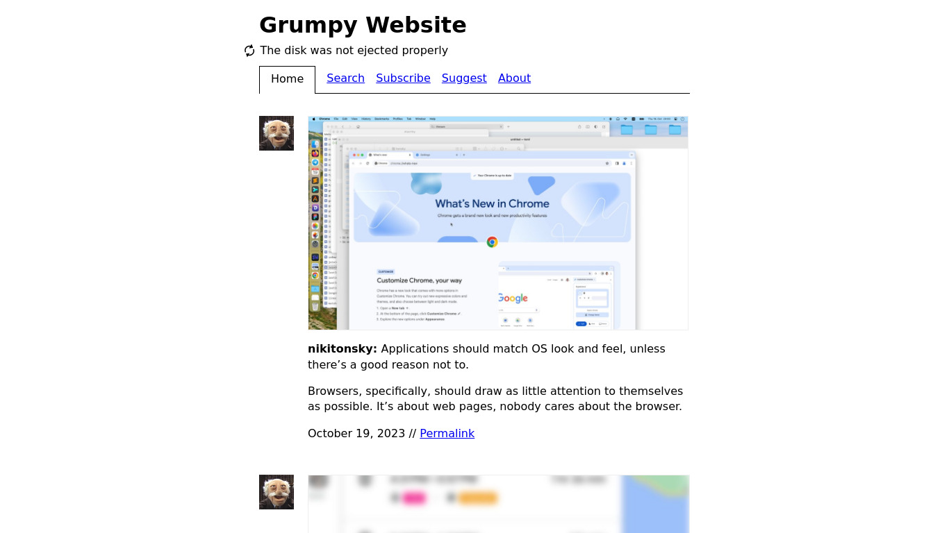 Grumpy Website Landing page