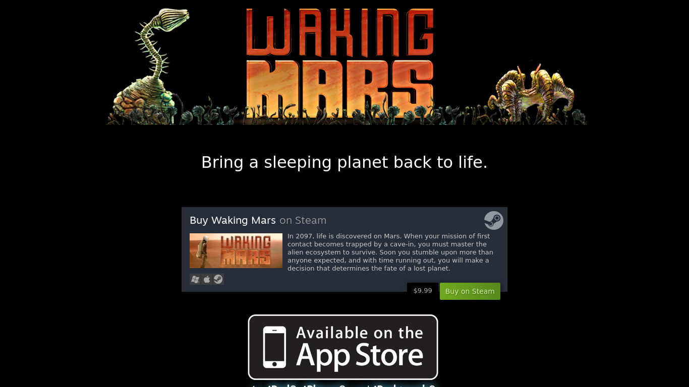 Waking Mars Landing page