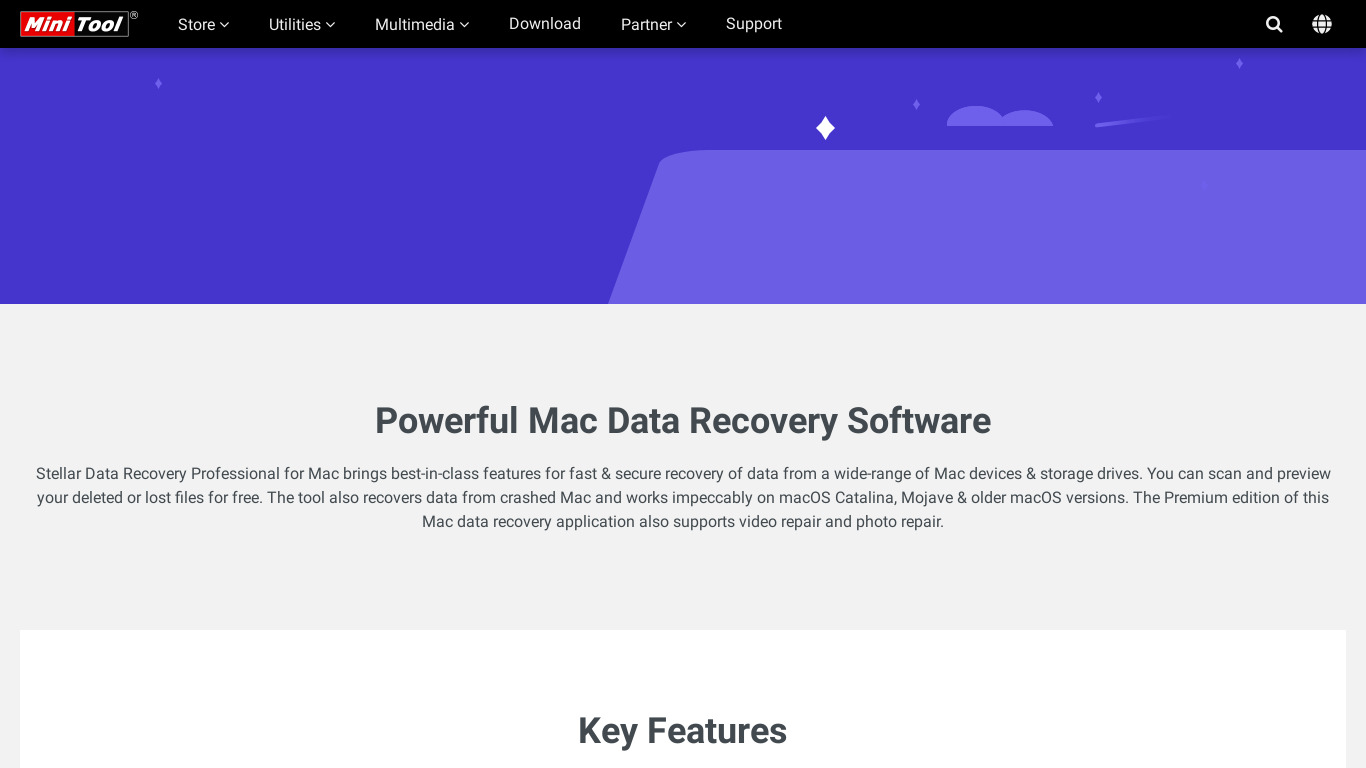 Minitool Mac Data Recovery Landing page