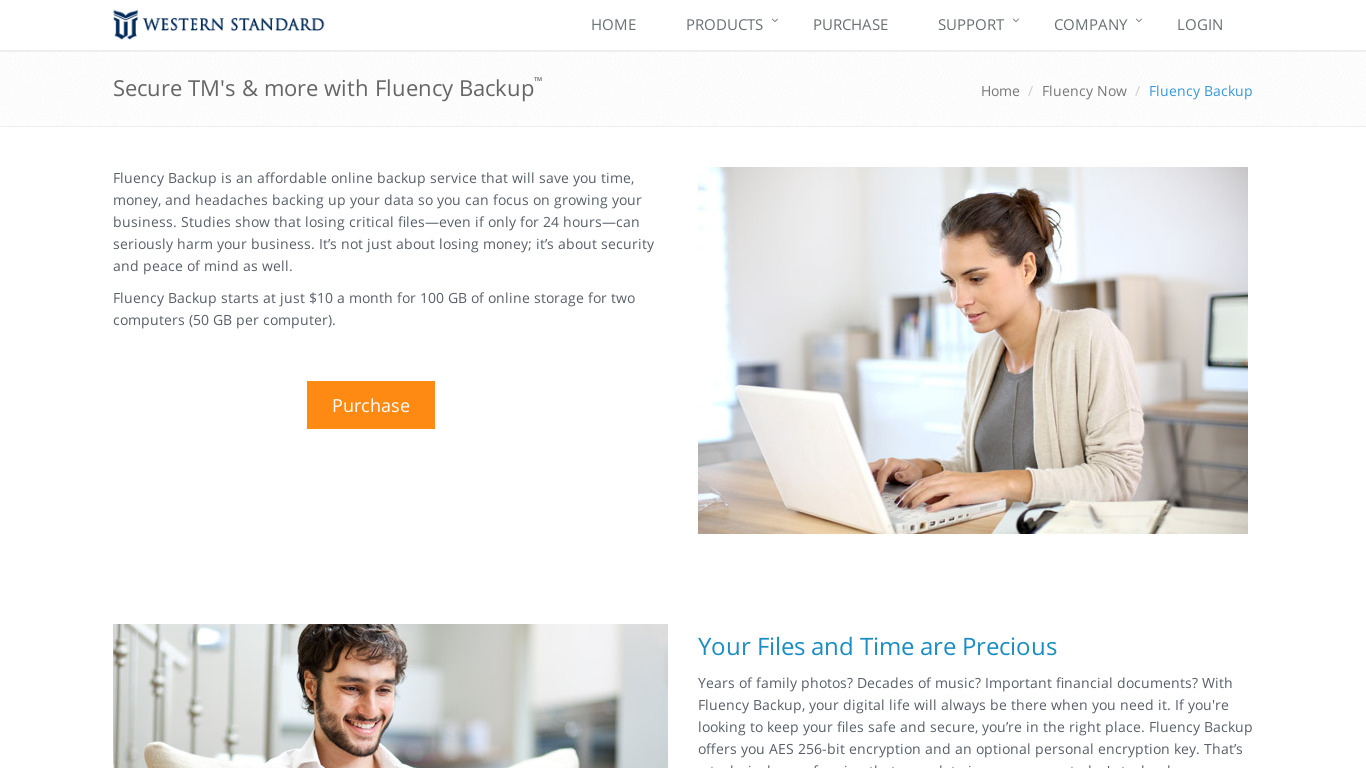 Fluency Backup Landing page